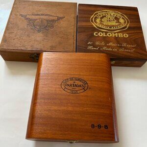 Handmade Empty Wood Cigar Boxes Lot of 3